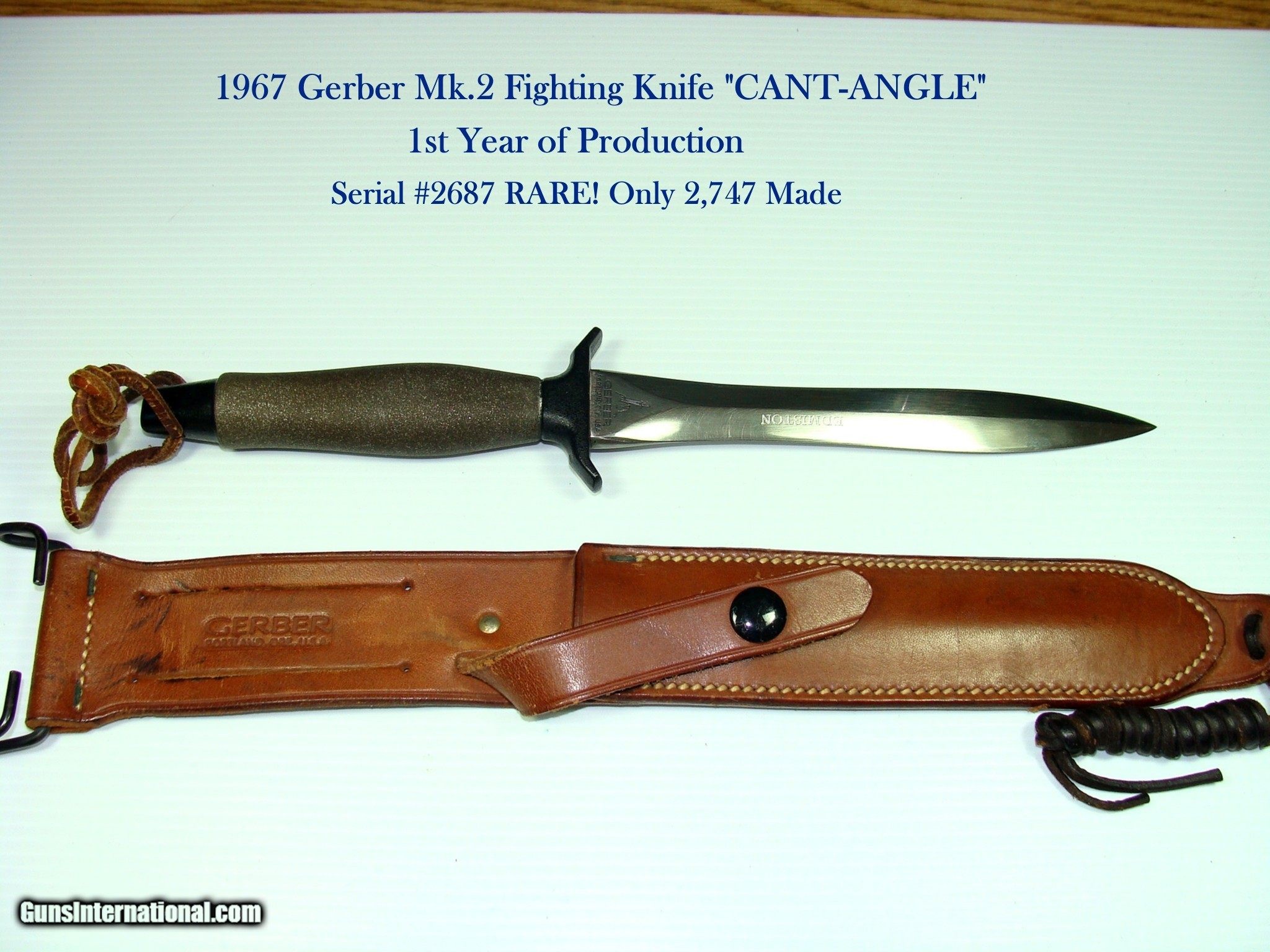 Gerber Mk.2 FIGHTING KNIFE 1967 Vietnam CANTANGLE NEAR MINT!