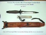 GERBER Mk.2 "CANT-ANGLE" FIGHTING KNIFE w/CORRECT "RIGHT HAND" SCABBARD. PRISTINE MINT! 1967 1st YEAR OF MANUFACTURE, SERIAL # 021 - 1 of 11