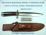 RANDALL VIETNAM WAR PRISTINE MINT MODEL 1-8 SCARCE 8" BLADE CORRECT SCABBARD & STONE - 1 of 7
