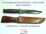 WW2 KA-BAR USMC MK.2 FIGHTING / UTILITY KNIFE HIGH CONDITION! CORRECT SCABBARD! NOT A MODERN REPRODUCTION! - 1 of 6