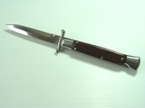SUPERB 9" ITALIAN MADE SWITCHBLADE AUTOMATIC KNIFE WITH THICK, REAL ZEBRA WOODEN HANDLES, MINT IN THE POUCH WITH 4" BAYONET STYLE RAZOR SHAR - 2 of 5