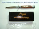 AKC SWITCHBLADE AUTOMATIC KNIFE 9", W/4" RAZOR SHARP BAYONET BLADE MINT NEW IN BOX W/ THICK ZEBRA WOOD HANDLES. - 1 of 7