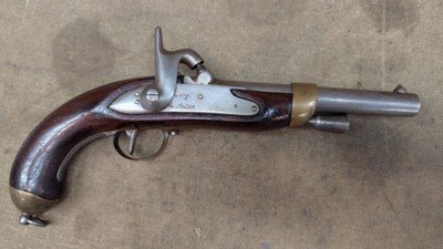 French Mle 1822 Flintlock Percussion Pistol made at Mutzig Arsenaldated 1856