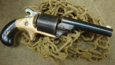 Daniel Moore's 1864 .30-cal Front loading teat-fire antique revolver - Image 1 of 15