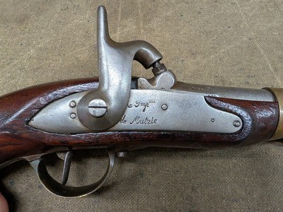 French Mle 1822 Flintlock Percussion Pistol made at Mutzig Arsenal - dated 1856 - Image 3 of 15