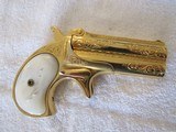 Scare Remington Arms Co. Illion, NY Circa 1889-1893 Elliot's "Gold Washed" Factory Scroll Engraved O/U Derringer Pistol .41 Rimfire in V - 1 of 10