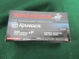 38 Special+P Winchester Law Enforcement Ammunition - Ranger - 130GR - Bonded Jacketed Hollow Point - 1 box 50 rounds - 1 of 2