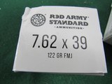 7.62x39 mm FMJ RED ARMY AMMO - RUSSIAN - 1 Case 1000 rounds 122gr FMJ - 1 of 3