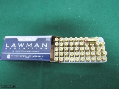 40 S&W
SPEER LAWMAN
50 round box
180gr TMJ
No Credit Card Fees