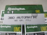 380 ACP AMMO - REMINGTON UMC 95 GRAIN FMJ (5) BOXES OF 50 FOR TOTAL 250 ROUNDS - $15.50 SHIPPING - 4 of 5