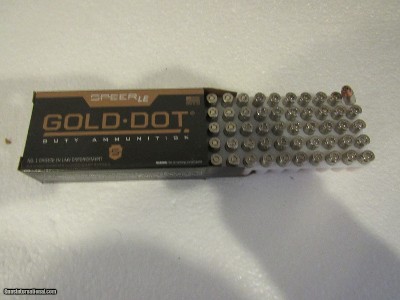 9mm +P 124 Grain Hollow Point
CCI SPEER Gold Dot
(1) Box 50 Rounds $15 Shipping