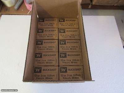 12 GAUGE 00 BUCK SHOT
WINCHESTER MILITARY SPEC
1325fps Muz Vel
9 PELLET
2 3/4 Inch Shells
Case 250 Shells
$25 SHIP