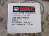 7.62 x 39 mm - WOLF PERFORMANCE STEEL CASING AMMUNITION - 123 GRAIN FMJ - CASE 1000 ROUNDS - SHIPPING $30 UPS - 1 of 1