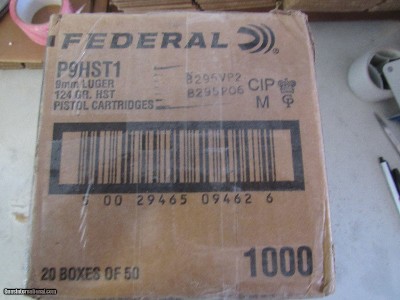 9mm
124 Grain JHP
FEDERAL HST SELF DEFENSE PROTECTION AMMO
P9HST1
Case 1000 Rounds