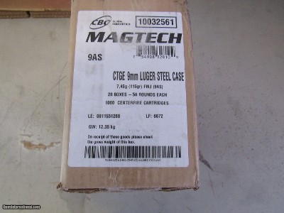 9mm MAGTECH
115 Grain FMJ Brass Casing
Case 1000 Rounds
$25 Shipping