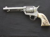 Colt Single Action 1st Generation 5-1/5, 38-40 cal. Nickle & Engraved with Stag grips - 4 of 14