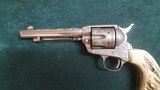 Colt Single Action 1st Generation 5-1/5, 38-40 cal. Nickle & Engraved with Stag grips - 2 of 14