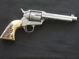 Colt Single Action 1st Generation 5-1/5, 38-40 cal. Nickle & Engraved with Stag grips - 5 of 14