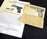 Colt Pocket Automatic Model .32 & .380 cal. Hammerless original Box w/papers - 8 of 15