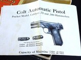 Colt Pocket Automatic Model .32 & .380 cal. Hammerless original Box w/papers - 15 of 15