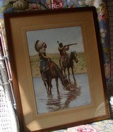 Original John Hauser 1906 painting of Plains Indians with 66 Winchester gouache on board 16 X 20 - 8 of 14