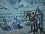 Original John Hauser " SIOUX CAMP " 1905 Chromolithograph framed & matted - 4 of 12