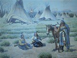 Original John Hauser " SIOUX CAMP " 1905 Chromolithograph framed & matted - 2 of 12