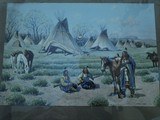 Original John Hauser " SIOUX CAMP " 1905 Chromolithograph framed & matted - 3 of 12