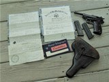 WWII Mauser P38 byf 43 m code with Holster and capture papers and 2 magazines, 66th infantry division - 1 of 15