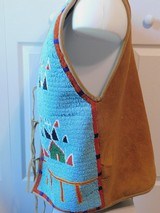 Cheyenne Indian Beaded Vest on Indian tanned smoked Moose hide LG size - 5 of 13