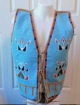 Cheyenne Indian Beaded Vest on Indian tanned smoked Moose hide LG size - 1 of 13