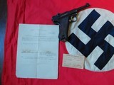 German Luger Erfurt 1916-1920 Double Date Police rework for WW2 capture papers holster & flag - 2 of 15