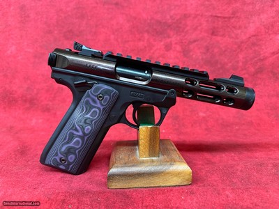 Ruger MKIV 22/45 LITE 22LR GUN CANDY 43954 HOGUE BLK/PURPLE G10 22 LR (43954) Lipsey's Exclusive