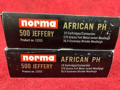 Norma African PH 500 Jeffery Ammo 570 Grain Woodleigh Full Metal Jacket Full Metal Jacket Box of 10 (11315) - Image 2 of 4