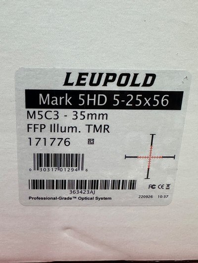 Leupold Mark 5HD Matte Black 5-25x56mm M5C3 Illuminated FFP TRM Reticle 35mm Tube with FREE Leupold 35mm Rings (171776) - Image 10 of 10
