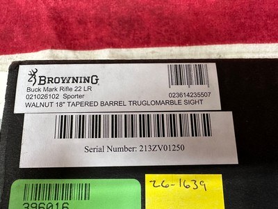 BROWNING BUCK MARK SPORTER RIFLE .22 LR MATTE BLUED 10 ROUNDS (021026102) - Image 13 of 13