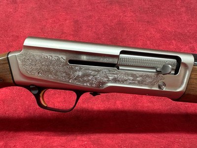Browning A5 Ultimate 12 Gauge 28" Barrel 3" 4+1, Blued Barrel, Engraved Satin Nickel Finished Receiver (0118203004) - Image 4 of 11