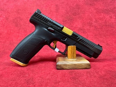 CZ-USA P-10 F Competition-Ready 9mm Luger 19+1 5" Stainless Steel Barrel, Black/Gold (95180) - Image 1 of 10
