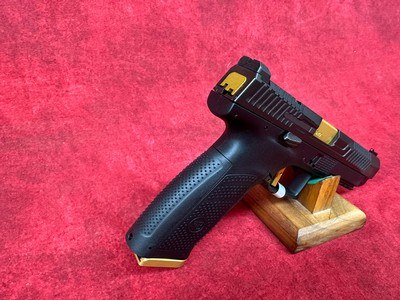CZ-USA P-10 F Competition-Ready 9mm Luger 19+1 5" Stainless Steel Barrel, Black/Gold (95180) - Image 2 of 10