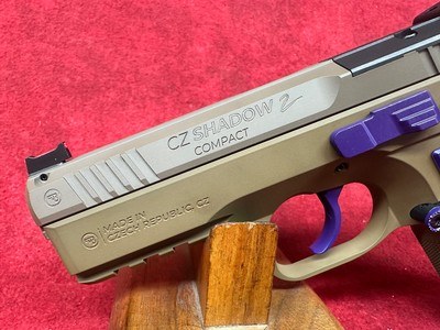 CZ Shadow 2 Compact PBJ Tan / Purple 9mm 4" Barrel 15-Rounds (91252-PBJ) - Image 7 of 8