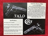 ???????COLT 1911 OSCURO Y PLATA 38 SUPER 390-OF-500 TALO EXCLUSIVE (O1911C-38-OYP) - Image 9 of 9