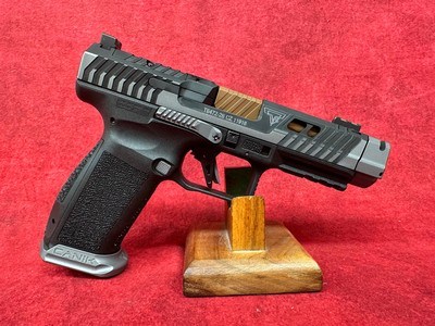 Canik TTI Combat 9mm 18+1 4.60" Bronze PVD Ported Spiral Barrel Compensated, Smoke Cerakote Steel Optic Ready (HG7854S-N) - Image 1 of 6