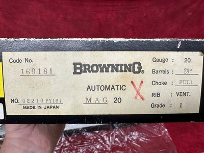 Browning Auto 5 Mag 20 20ga 3" Magnum 28" Full Barrel Full Choke with Box Made in Japan A5 - Image 17 of 17