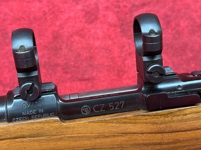 CZ 527 Lux, 223 Remington 24” BBL with iron sights, Blued/Wood with rings and box - Image 14 of 17