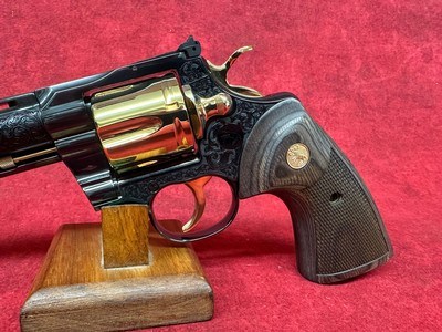 COLT PYTHON LETS RODEO POLISHED BLUED ENGRAVED/24KT GOLD REVOLVER 357 MAG 6" 6 RD (PYTHONSP6WFT-ENG) - Image 7 of 10