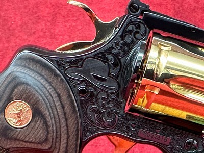COLT PYTHON LETS RODEO POLISHED BLUED ENGRAVED/24KT GOLD REVOLVER 357 MAG 6" 6 RD (PYTHONSP6WFT-ENG) - Image 3 of 10