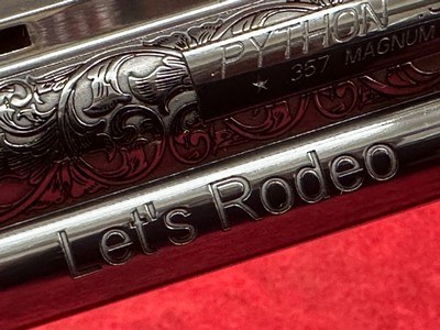 COLT PYTHON LETS RODEO POLISHED BLUED ENGRAVED/24KT GOLD REVOLVER 357 MAG 6" 6 RD (PYTHONSP6WFT-ENG) - Image 9 of 10