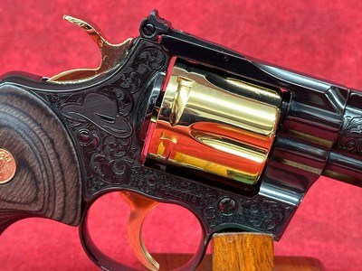 COLT PYTHON LETS RODEO POLISHED BLUED ENGRAVED/24KT GOLD REVOLVER 357 MAG 6" 6 RD (PYTHONSP6WFT-ENG) - Image 4 of 10