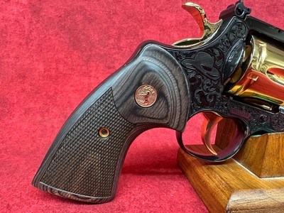 COLT PYTHON LETS RODEO POLISHED BLUED ENGRAVED/24KT GOLD REVOLVER 357 MAG 6" 6 RD (PYTHONSP6WFT-ENG) - Image 2 of 10