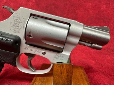 Smith & Wesson 637 w/Laser J-Frame 38 Special +P 5 Shot 1.88" Stainless Steel Barrel, Black Crimson Trace Laser grip (163052) - Image 3 of 9